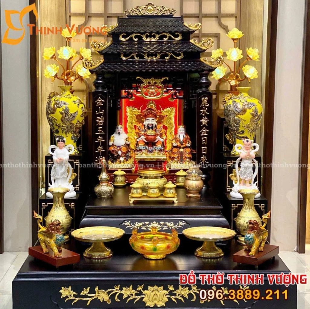 Mẫu Bàn Thờ Thần Tài Thổ Địa Mái Chùa