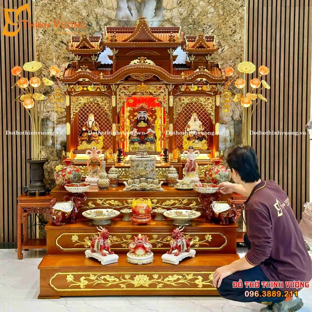 Setup Tại Hải Dương Bộ Ban Thần Tài 3 Gian Sứ Rạn Nổi Vẽ Vàng